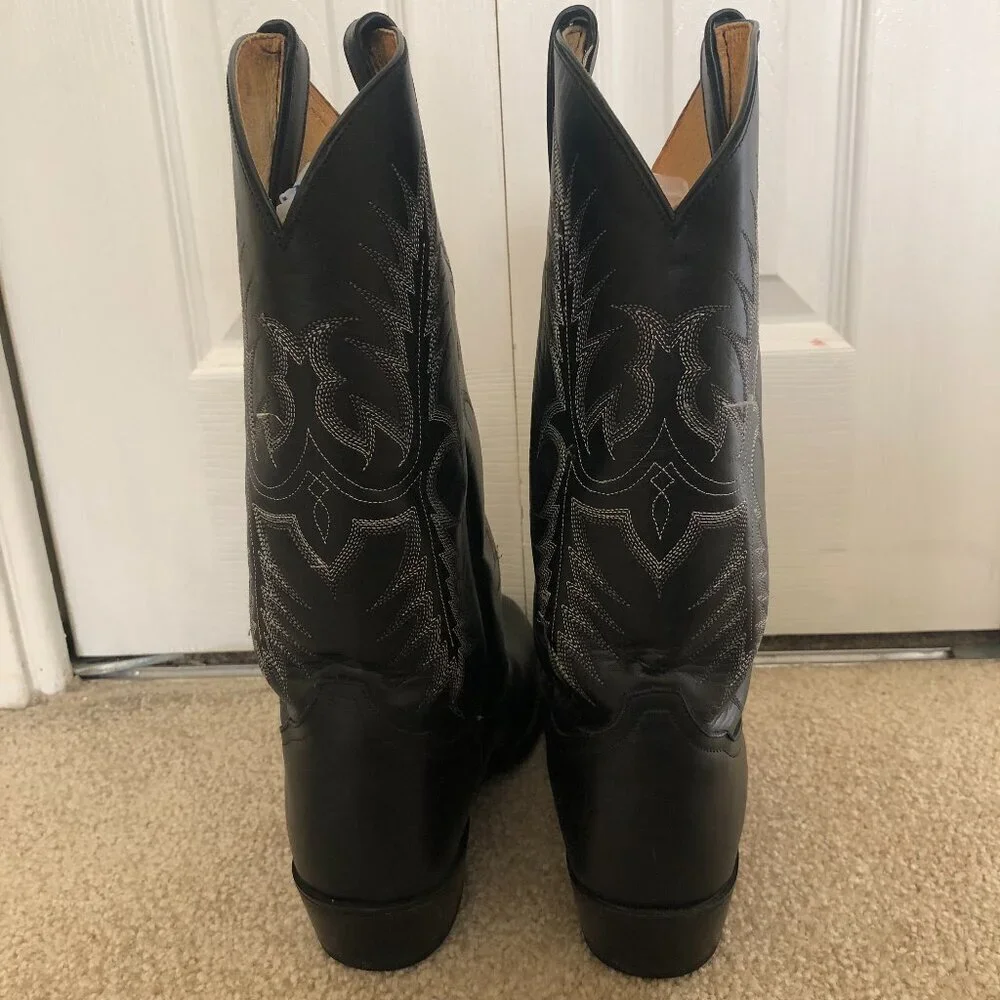 Tony Lama Black Cowboy Boots - Picture 4 of 11